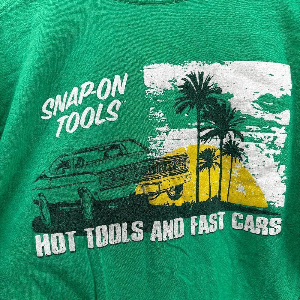 Snap On Tools Green T Shirt Men’s Size Medium Tee Sunset Hot Tools Fast Cars